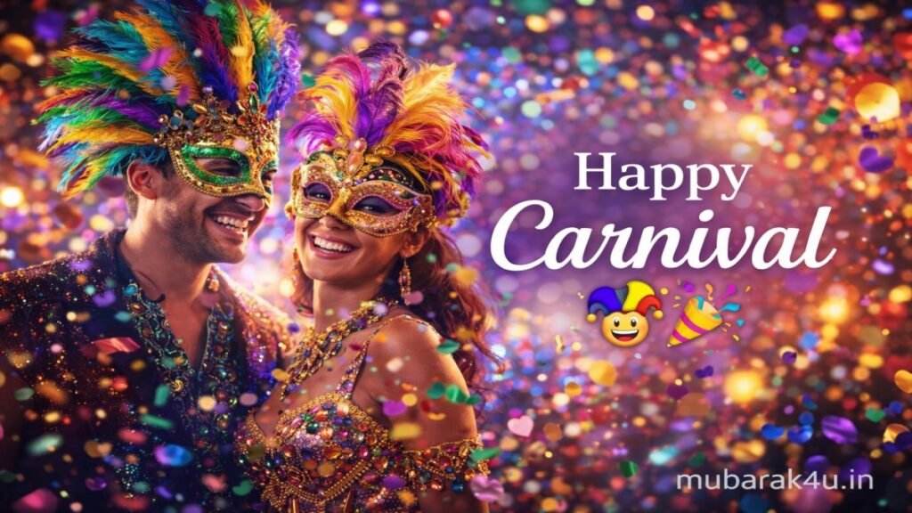 Happy Carnival wishes image with colorful festival celebration