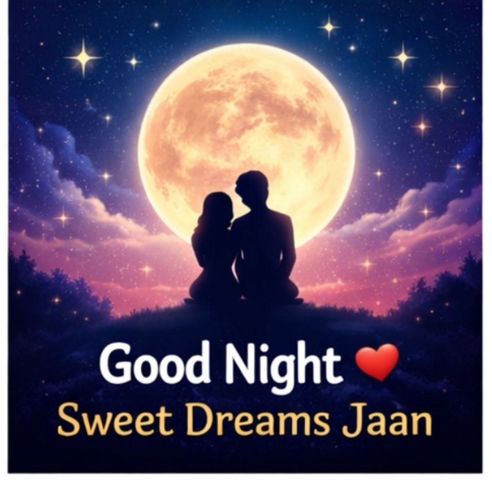 good night romantic image with moon and stars