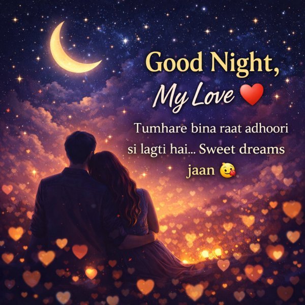 Good night wishes image with moon and stars