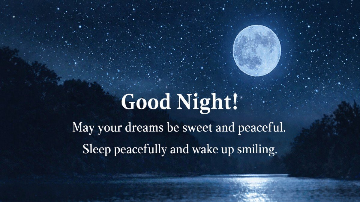 Good night wishes image with moon and stars