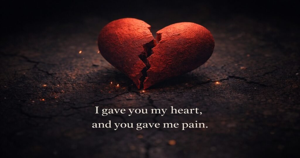 Heart broken messages 2026 sad love quote image with broken heart background