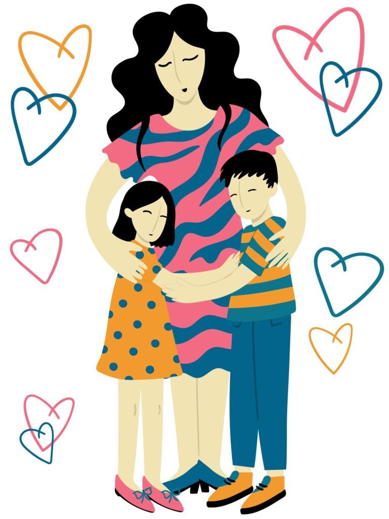 mother and child happy mothers day illustration