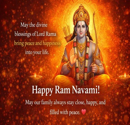 Happy Ram Navami wishes 2026 with Lord Rama greeting image