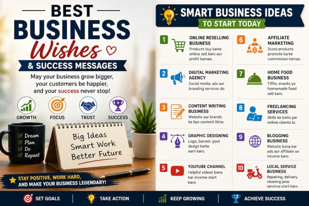 Best Business Wishes & Success Messages with smart business ideas for growth motivation and success