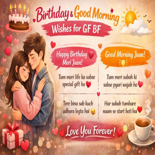 Birthday & Good Morning Wishes for GF BF romantic love image