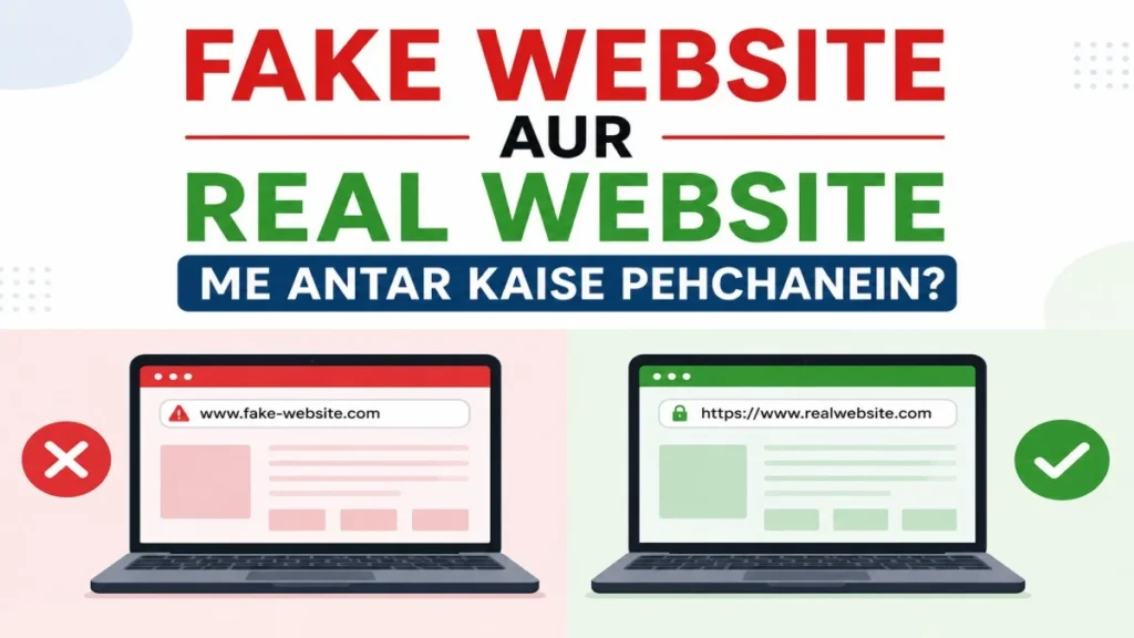Fake Website Aur Real Website Me Antar Kaise Pehchanein online safety guide