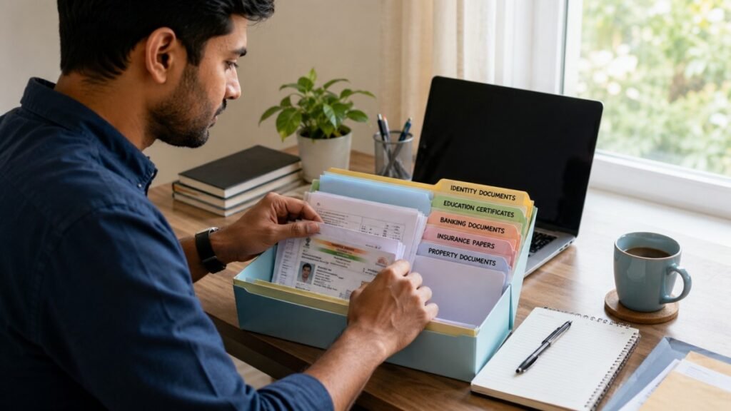 Important Documents Ko Organize Kaise Rakhein while sorting important files and certificates at home