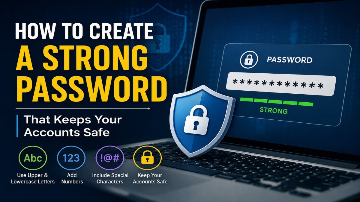 Strong password security guide showing password protection and secure online account safety