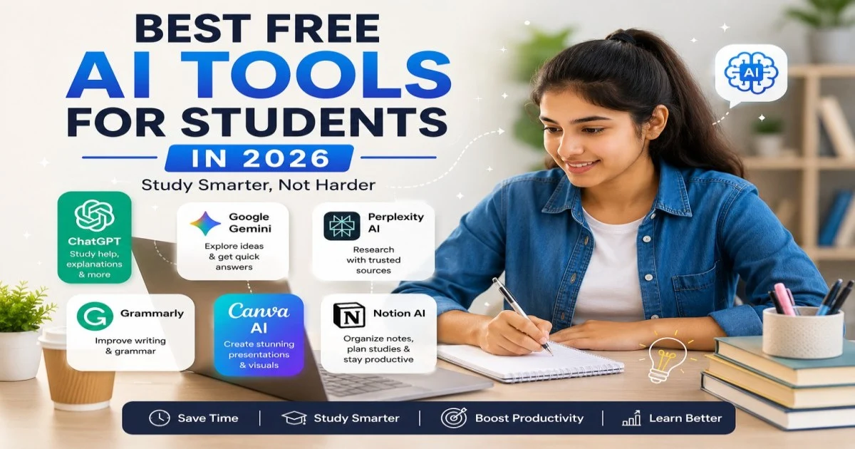 Best free AI tools for students in 2026 helping with studying, research, writing, presentations and productivity