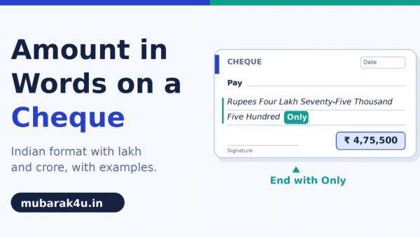 How to Write Amount in Words on a Cheque (Indian Format)